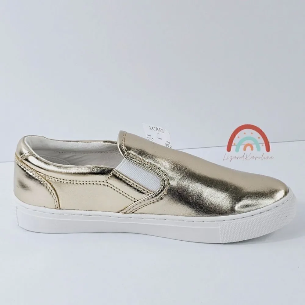 New! J. Crew Faux Leather Metallic Slip On Sneakers